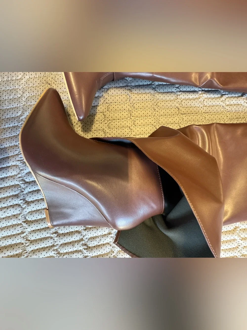 Cape Robbin Leather Knee High Boots Brown Gold Hardware Designer Style